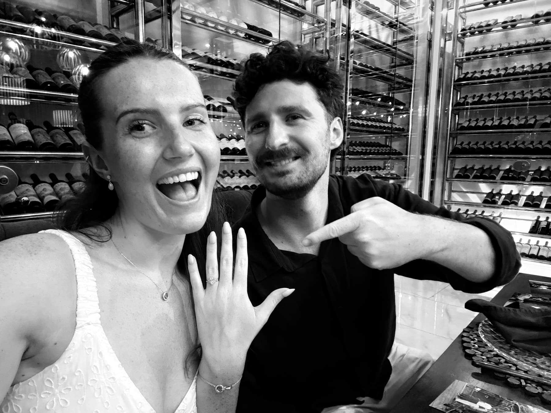 Alex and Emelie celebrating their engagement